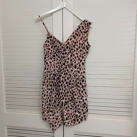 BCBGeneration Mini Dress One Shoulder Cocktail Dress Animal Print Womens 2 - Picture 2 of 11